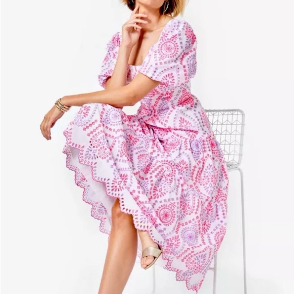Lilly Pulitzer Pink and White Midi Dress